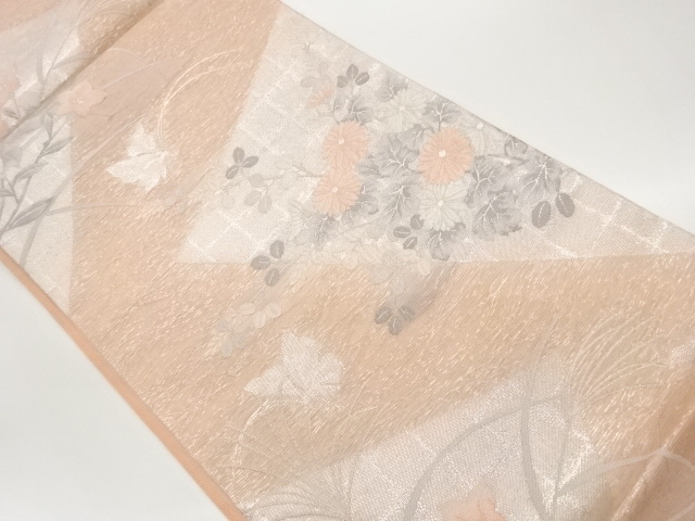 JAPANESE KIMONO / KIMONO FOR SUMMER BUTTERFLY PATTERN AUTUMN GRASS WOV